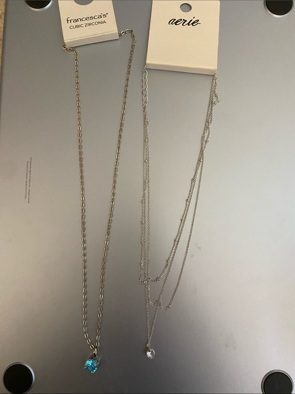 Francesca's Collections Silver Necklace with Bright Teal Pendant and aerie